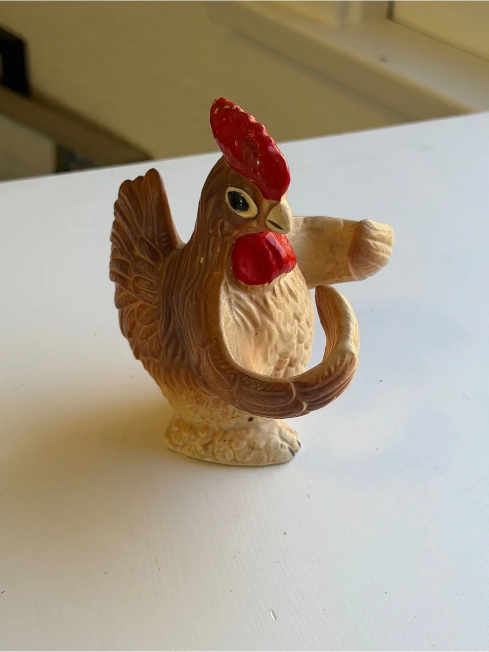 Vintage 1950s Japan Ceramic Rooster Chicken Salt & Pepper Shaker Holder Figurine
